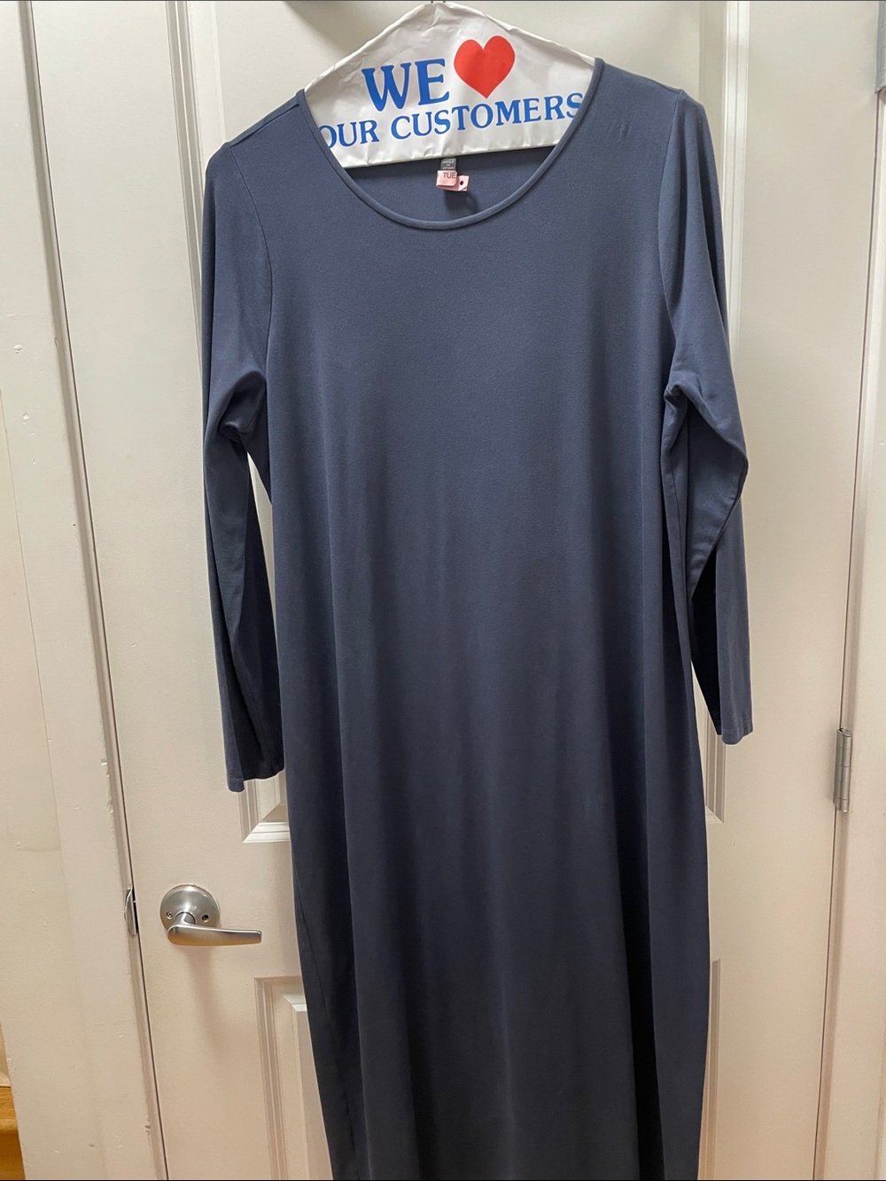 Eileen Fisher Long Sleeve Scoop Neck Midi Dress in Slate Blue
